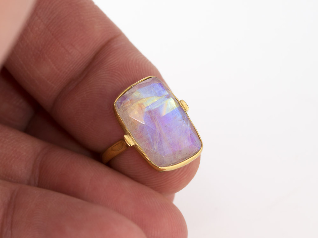 MOONBOW  | Rainbow Moonstone Ring | Gold Vermeil (made to order)
