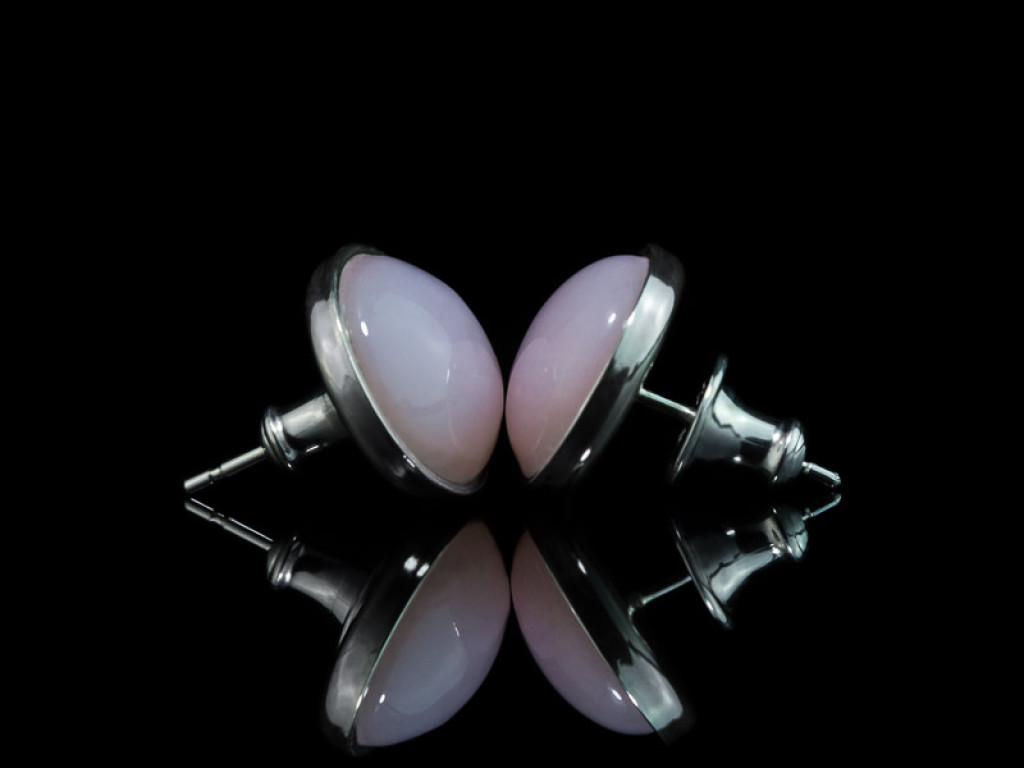PERUVIAN PINK OPAL | Sterling Silver ear studs (sold)