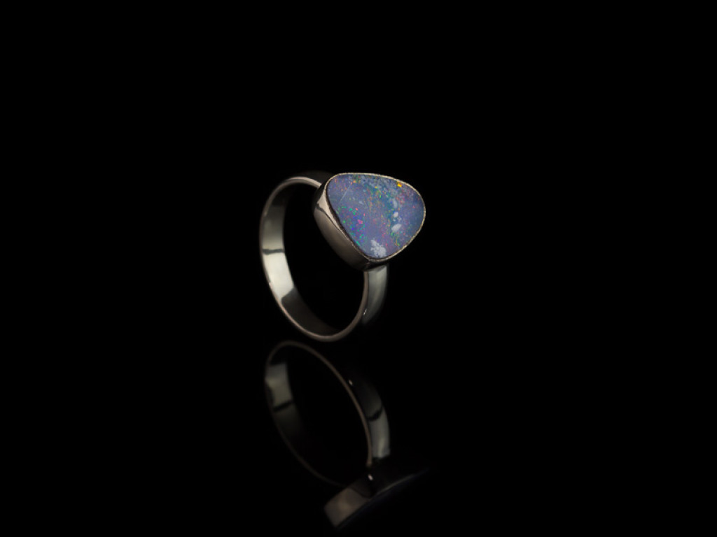 BLUE OVAL OPAL |  Sterling Silver Ring