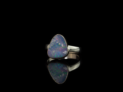 BLUE OVAL OPAL |  Sterling Silver Ring