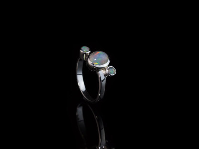 TRIPLE OPAL | Sterling Silver ring with three natural Opals (sold)