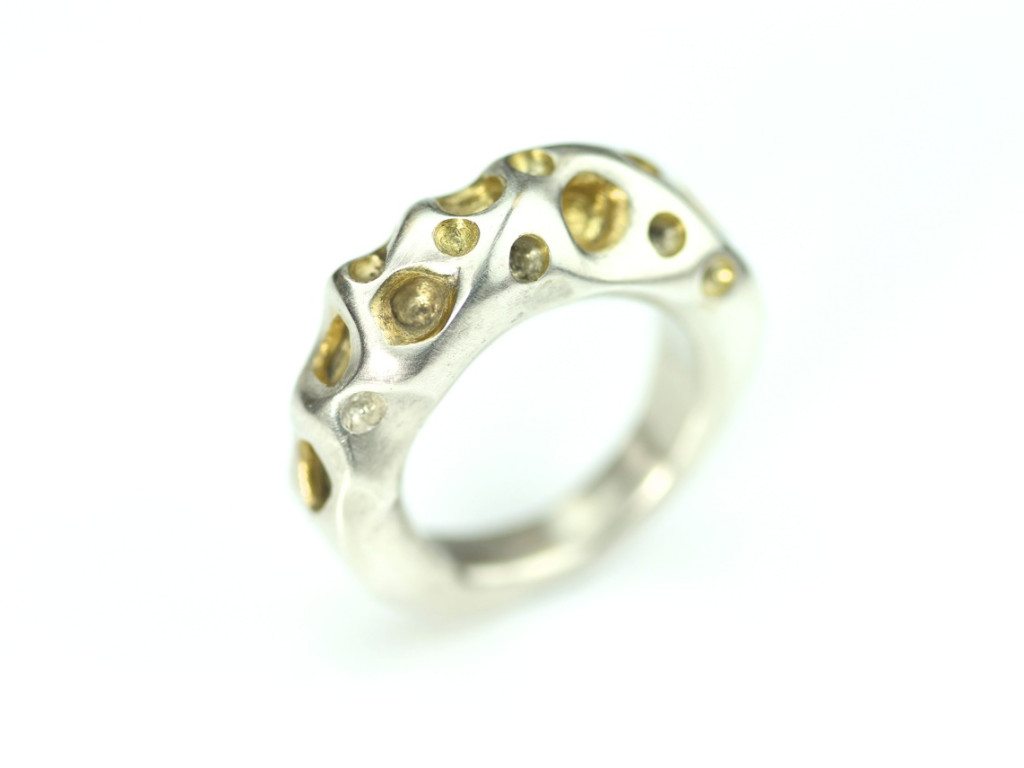 AMORPH custom | Chunky Sterling Silver Ring with partial 24 K Gold plating (made to order)