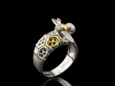 BEE MY LITTLE BABY | Sterling Silver ring with Gold details