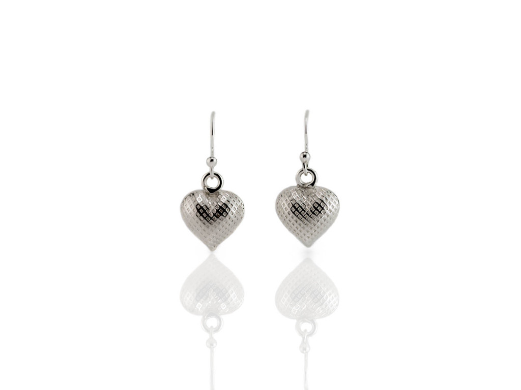 Silberne Herzen Ohrringe | 925er Silber mit Reliefoberfläche (verkauft)