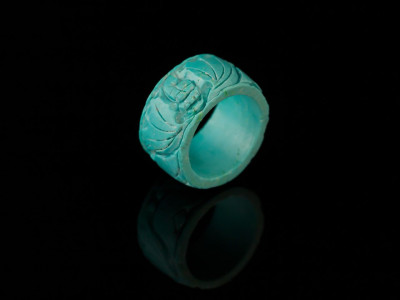 Turquoise Ring with hand carvings