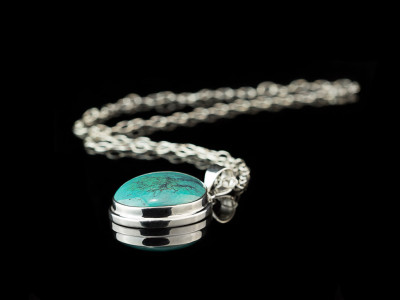 OVAL TURQUOISE CABOCHON | Sterling Silver necklace (sold)