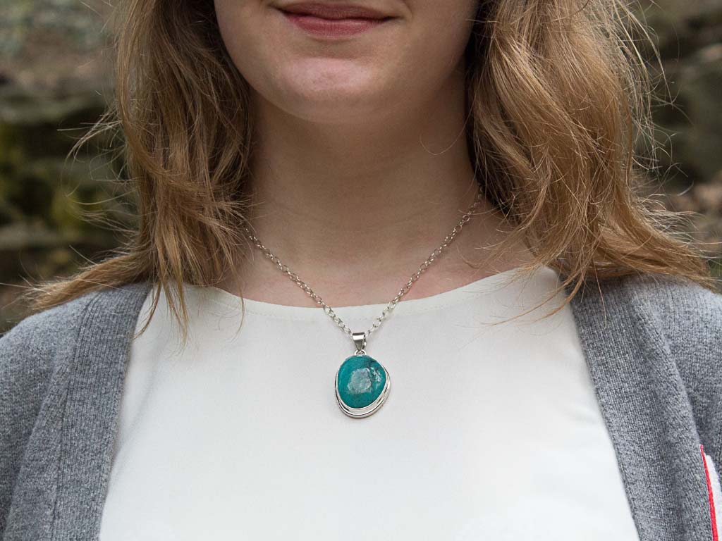 OVAL TURQUOISE CABOCHON | Sterling Silver necklace (sold)