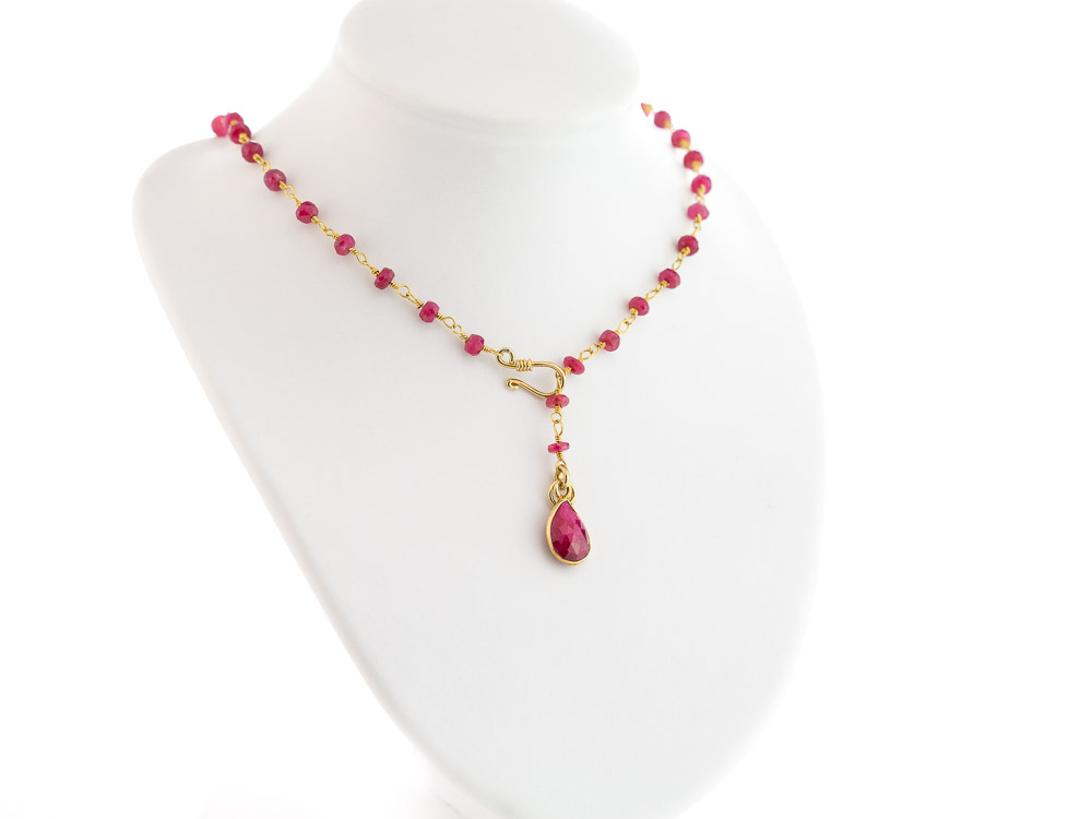 RUBY DROP COLLIER Necklace with Rubies in Gold vermeil