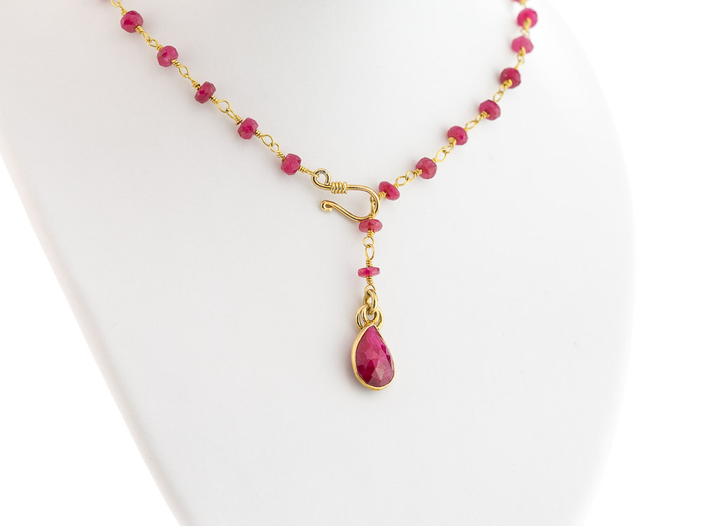 RUBY DROP COLLIER Necklace with Rubies in Gold vermeil